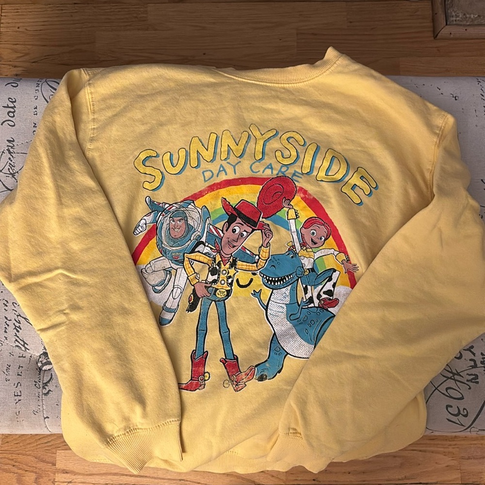 Disney Pixar toy story size small sunny side, daycare, crewneck hoodie new